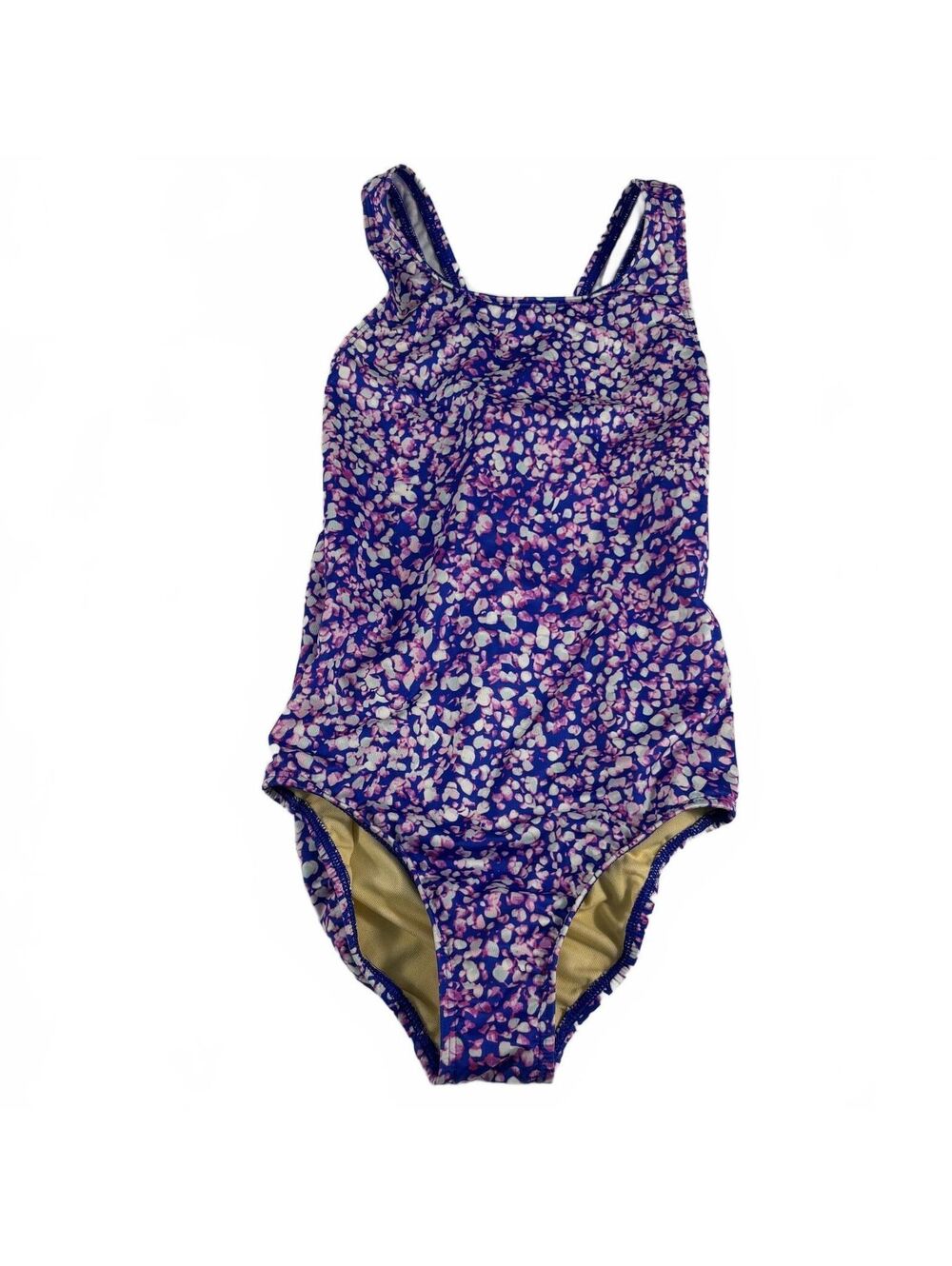 Lands' End Girls' Electric Blue Mosaic Dot One-Piece Swimsuit 8M